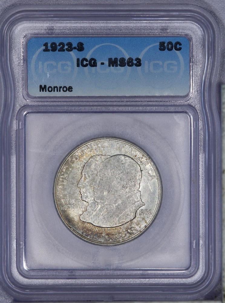 1923-S Monroe Commemorative Half Dollar 50c ICG MS63