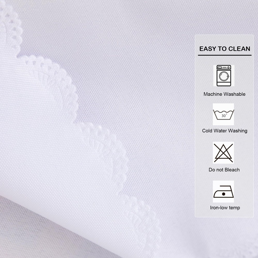Small Square White Tablecloth 36 x 36 Inch Polyester Fabric Washable Table Co...