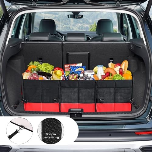 Car Trunk Organizer, Large Capacity Collapsible Cargo Organizer Black & Red