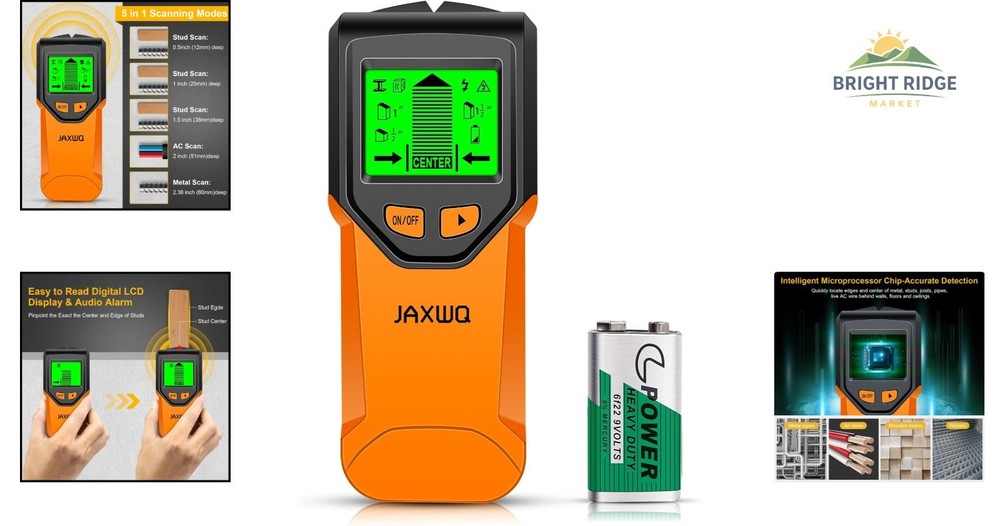 Battery Powered Wall Stud Finder with High Sensitivity and Backlit Display