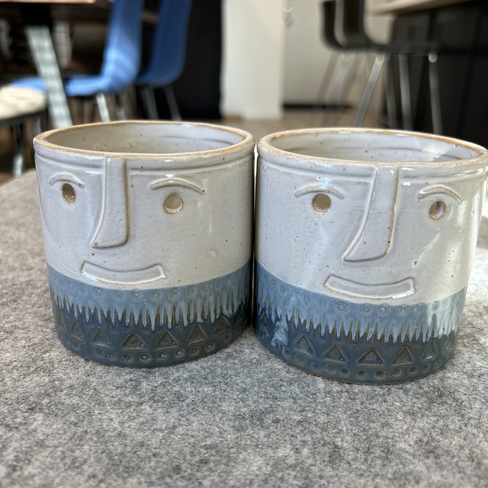 Set Of Two!!! Ceramic Round Planters NEW, from “Primitives by Kathy”