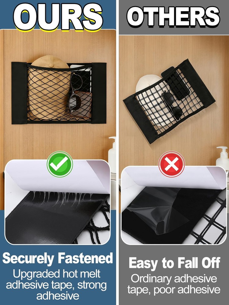 Bigmeta 2PCS RV Cargo Storage Mesh Net, Elastic Stretchable Netting Pocket wi...