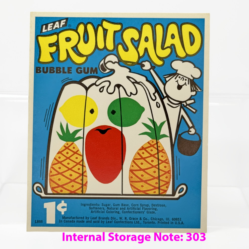 Leaf Candy Vending Machine Graphic Placard Fruit Salad Bubble Gum 60's