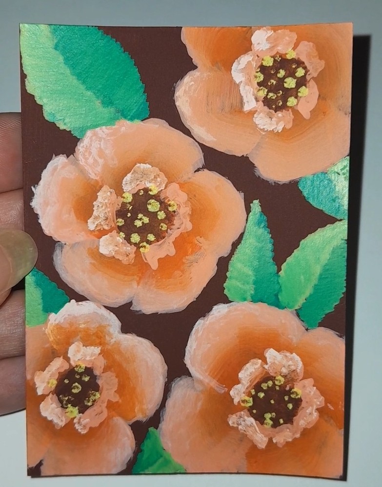 ACEO Original one stroke flower Acrylic painting.