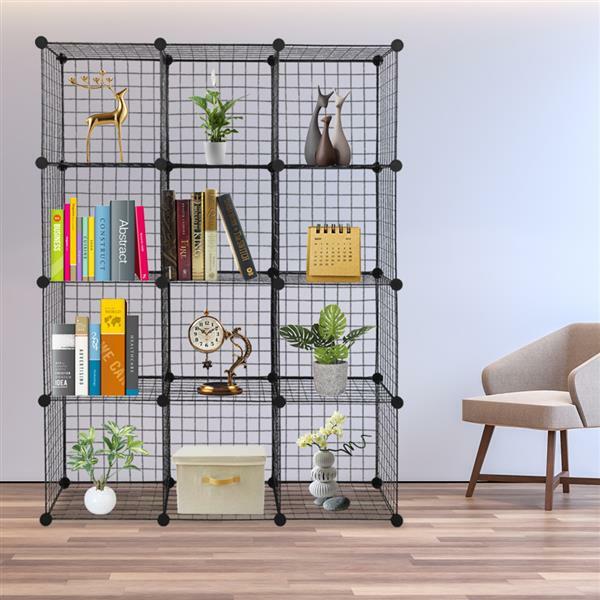 DIY Modular 12Cube Shelving Unit Modular Cubbies Mesh Grid Storage Multifunction