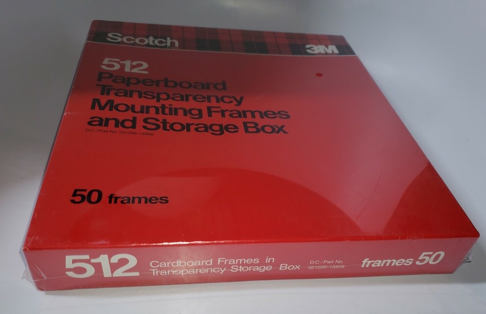 Scotch 3M 512 Paperboard Transparency Mounting Frames & Storage Box - 50 Frames!
