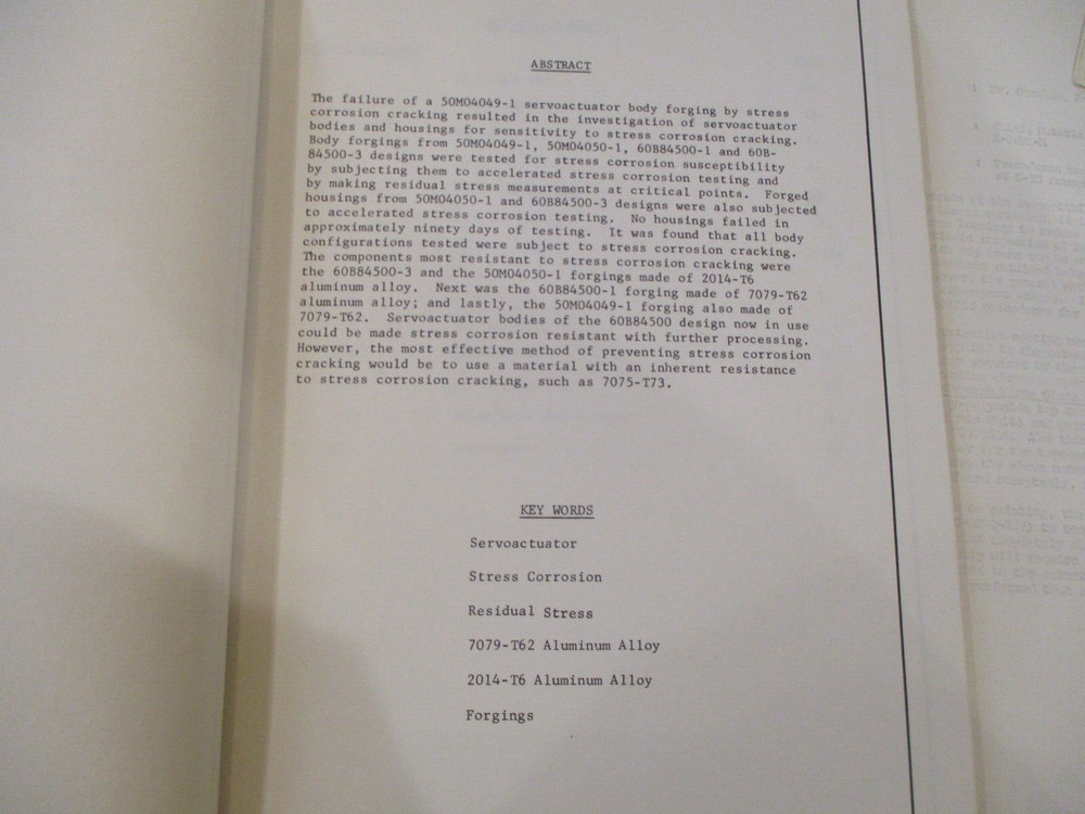 1960s NASA MSFC/BOEING APOLLO/SATURN V ACTUATOR TESTING REPORTS INTERNAL NOTES++