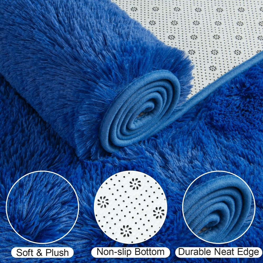 Kelarea Navy Blue Rug for Bedroom, 2x4 4' x 2' (Rectangular),