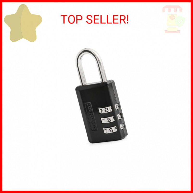 Master Lock Black Combination Padlock, Indoor Gym Locker Lock with Customizable