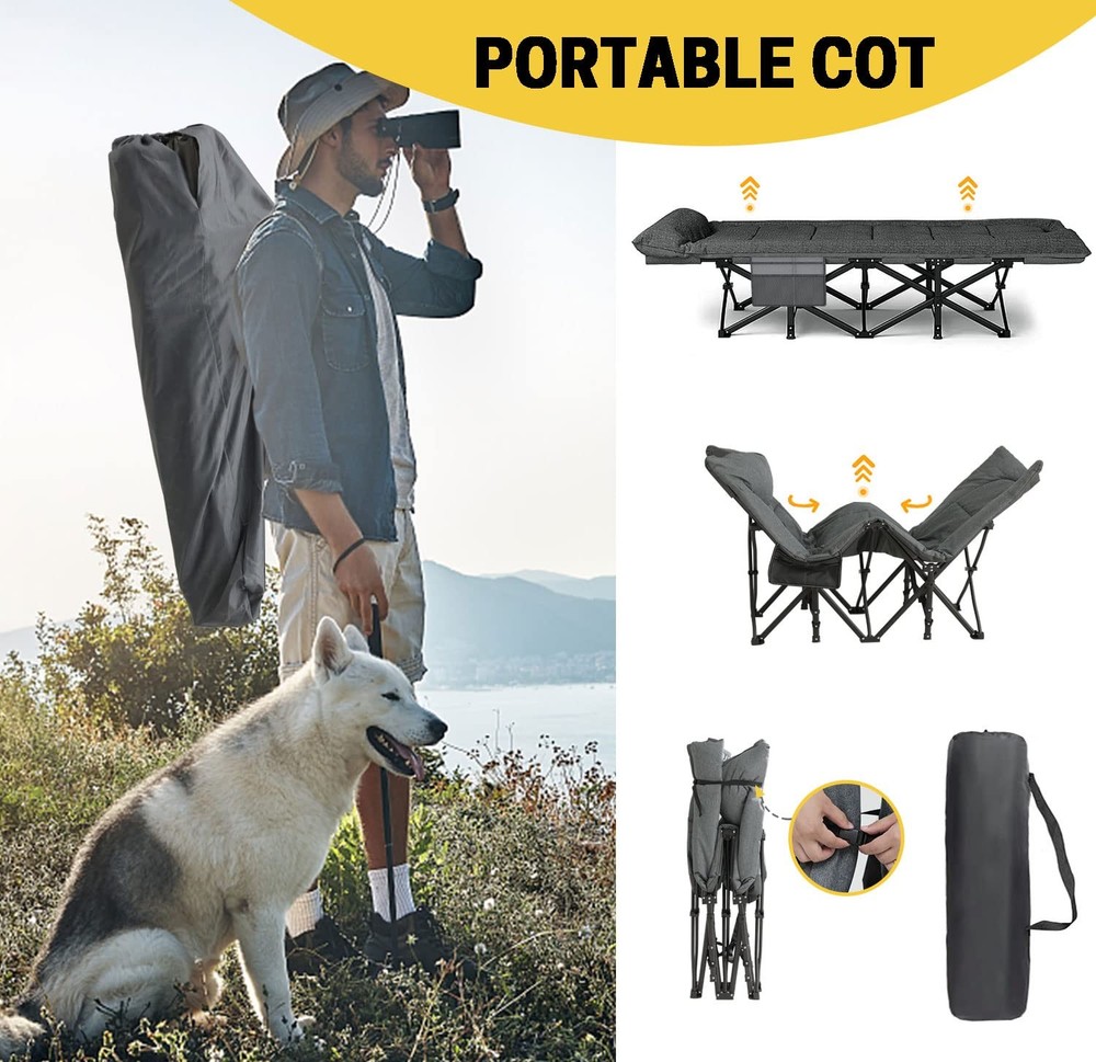 Folding Camping Cot with Mattress Pillow Carry Bag