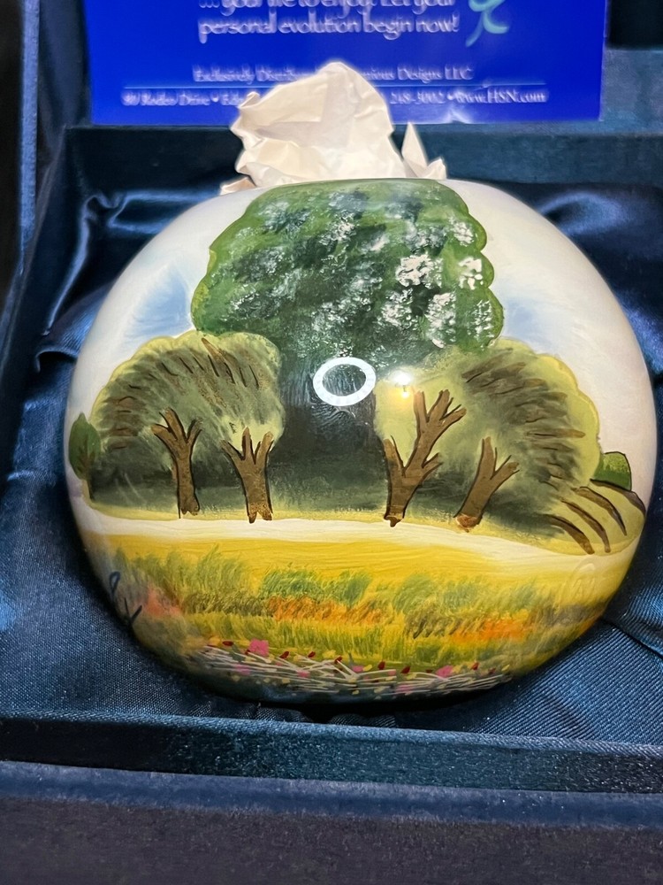 Reverse Hand Painted Tea Light Glass Candle Holder Artist Signed & Numbered