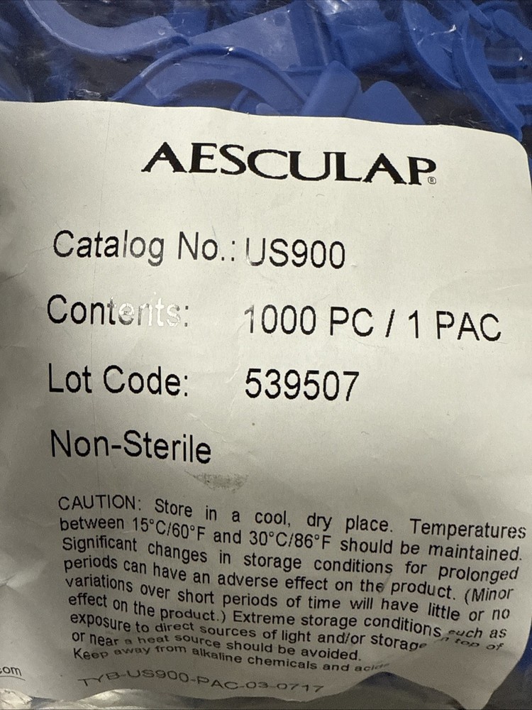 Aesculap Sterilization Tamper Evident S Lock SterilContainer Blue US900 Bx/1,000