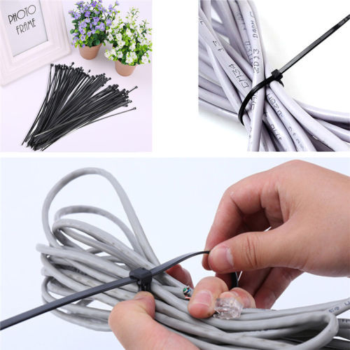 100pcs Black Self Locking Plastic Nylon Cable Ties, Wire Ties 2.5*150mm