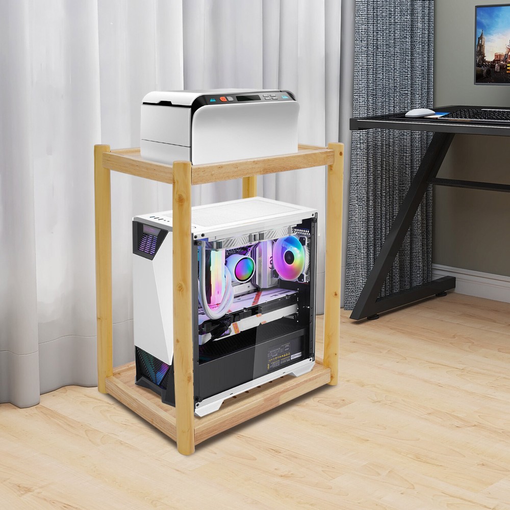 Wood Printer Stand Mobile Printer Table Under Desk Printer Cart 20kg/44lbs