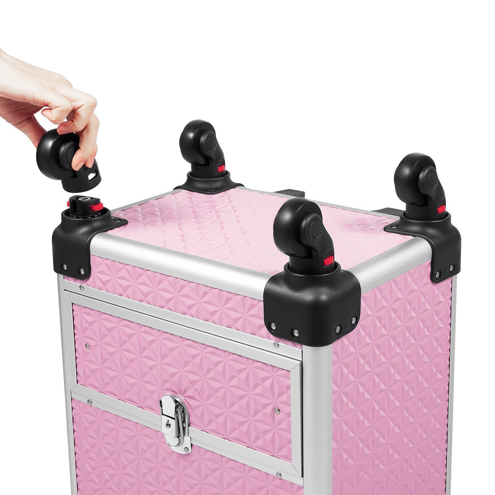 Professional Rolling Makeup Train Case Cosmetic Trolley Organizer Makeup Case