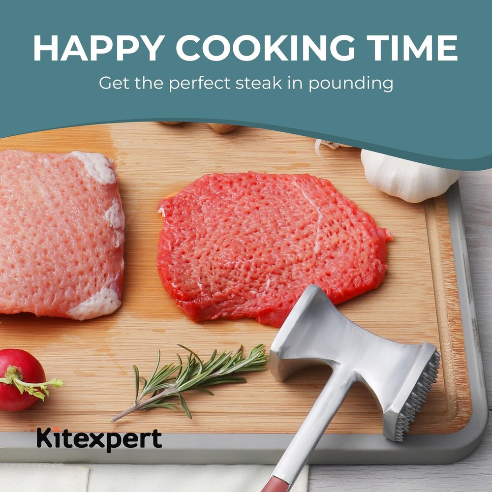 Meat Tenderizer Hammer with Comfortable-Grip Handle Dual-side Mallet for Kitc...