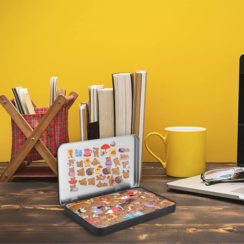 6 Pcs Metal Rectangular Hinged Tin Boxes with Lid, Mini Portable Empty Box Conta