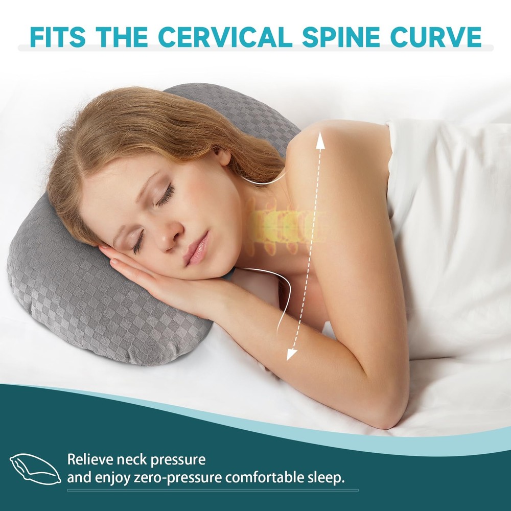 Ear Piercing Pillow with an Hole, Cotton and Polyester Side Light Grey
