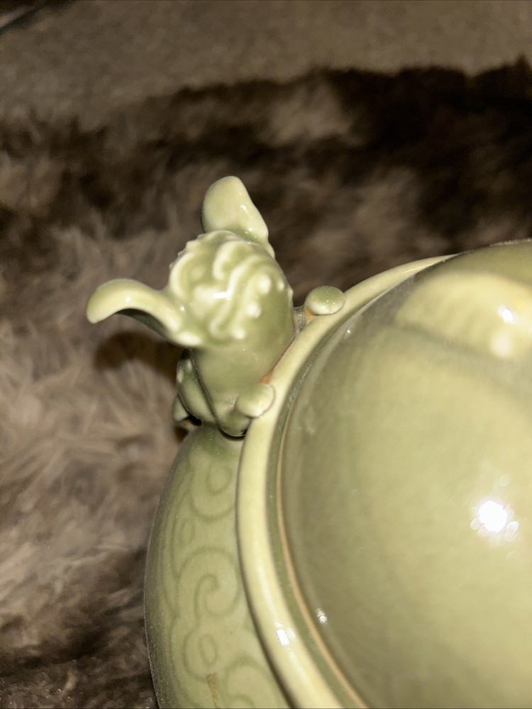 Chinese Celadon Foo Dog Incense Burner Censer