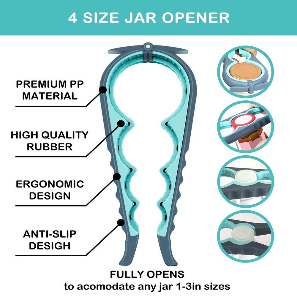 Jar Opener for Weak Hands, Seniors with Arthritis, 5 in 1 Multi Function Bott...