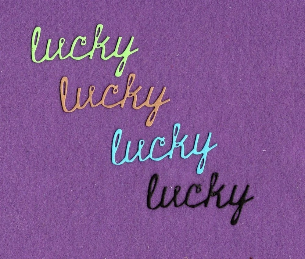 LUCKY die cuts scrapbook cards