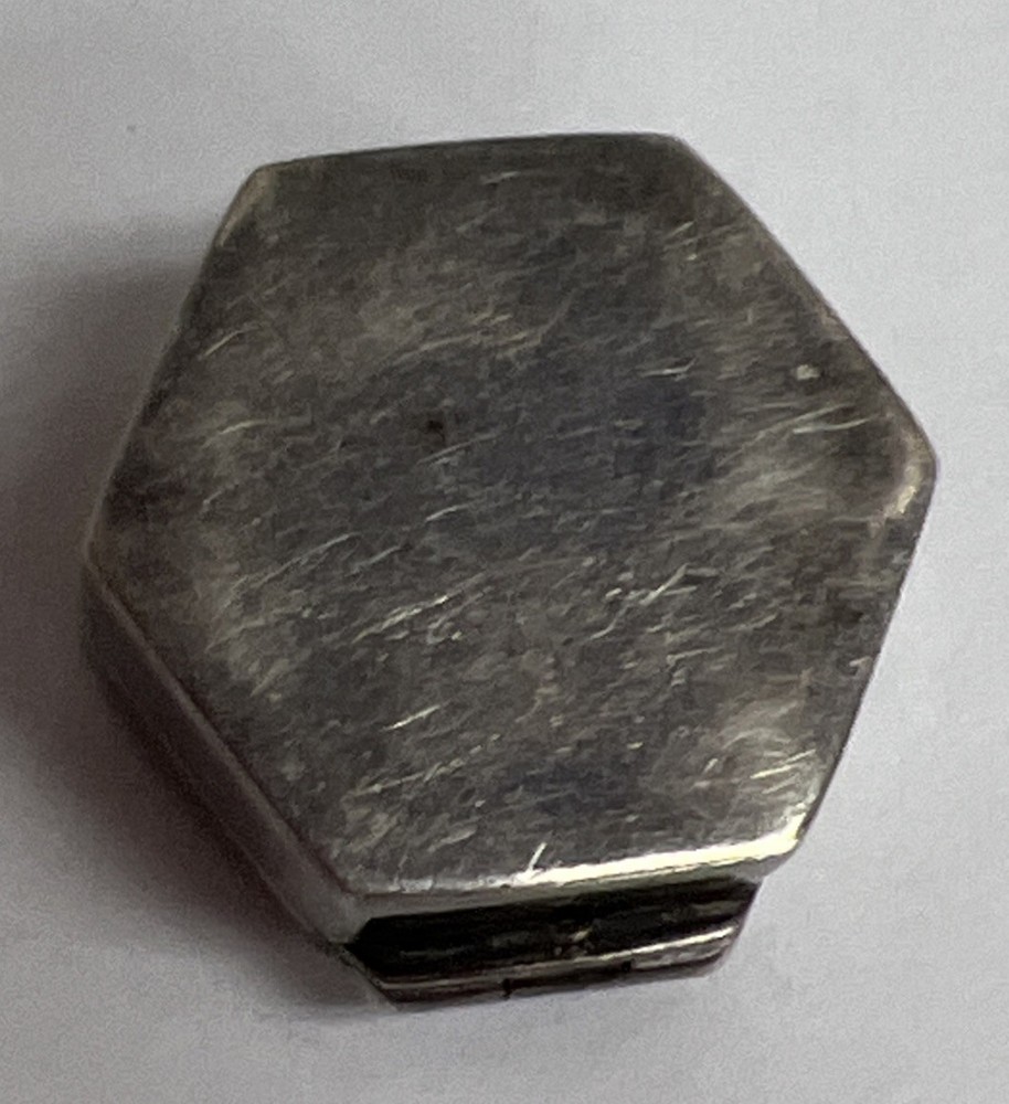 Vintage Engraved Sterling Silver Octagon Pill Box