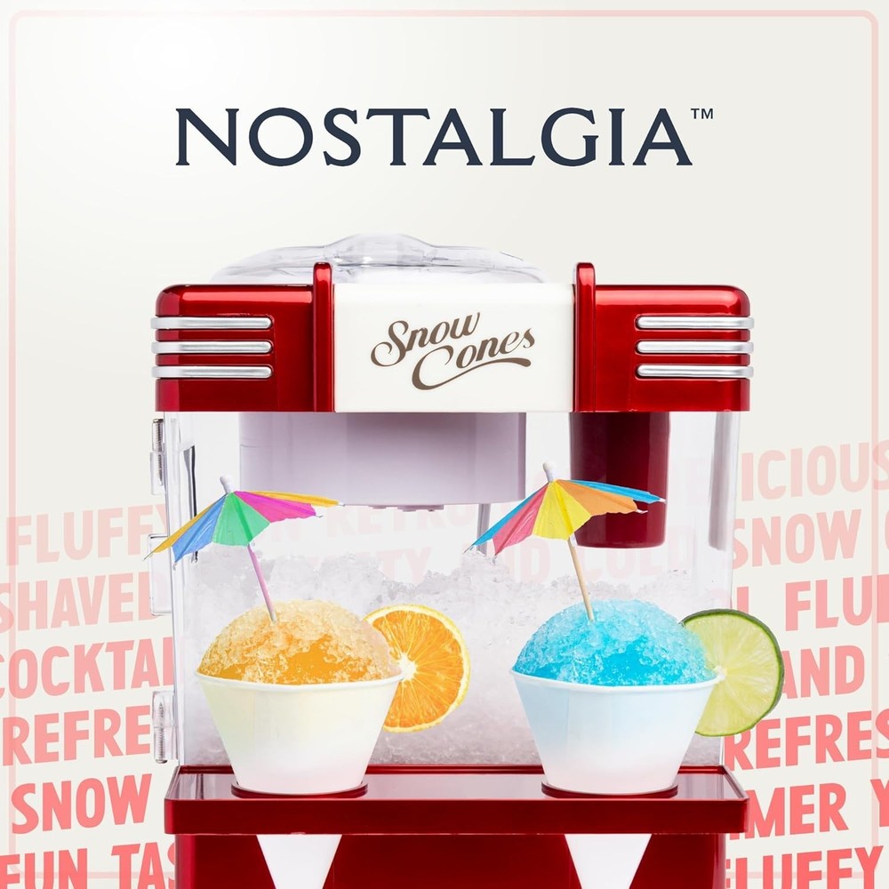 Compact Retro Ice Shaver - Create 20 Delicious Snow Cones - Safe & Fun
