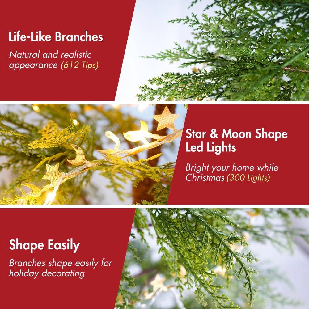 6 FT Artificial Full Christmas Tree Includes LED Lights Xmas Decoration