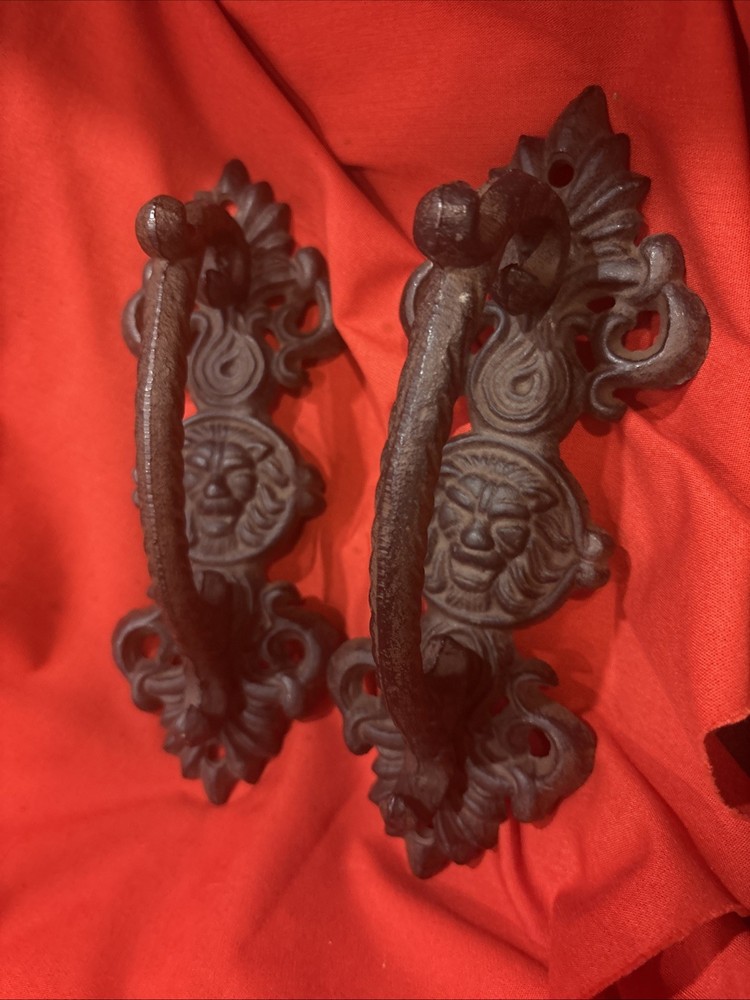 Pair Rustic Cast Iron Door Handles 9 1/4” Long
