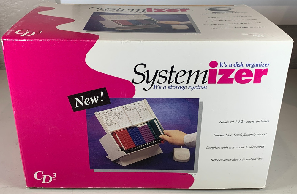 New Open Box Vintage CD3 Systemizer DS-350W 40 3.5" Micro Diskettes PC Storage