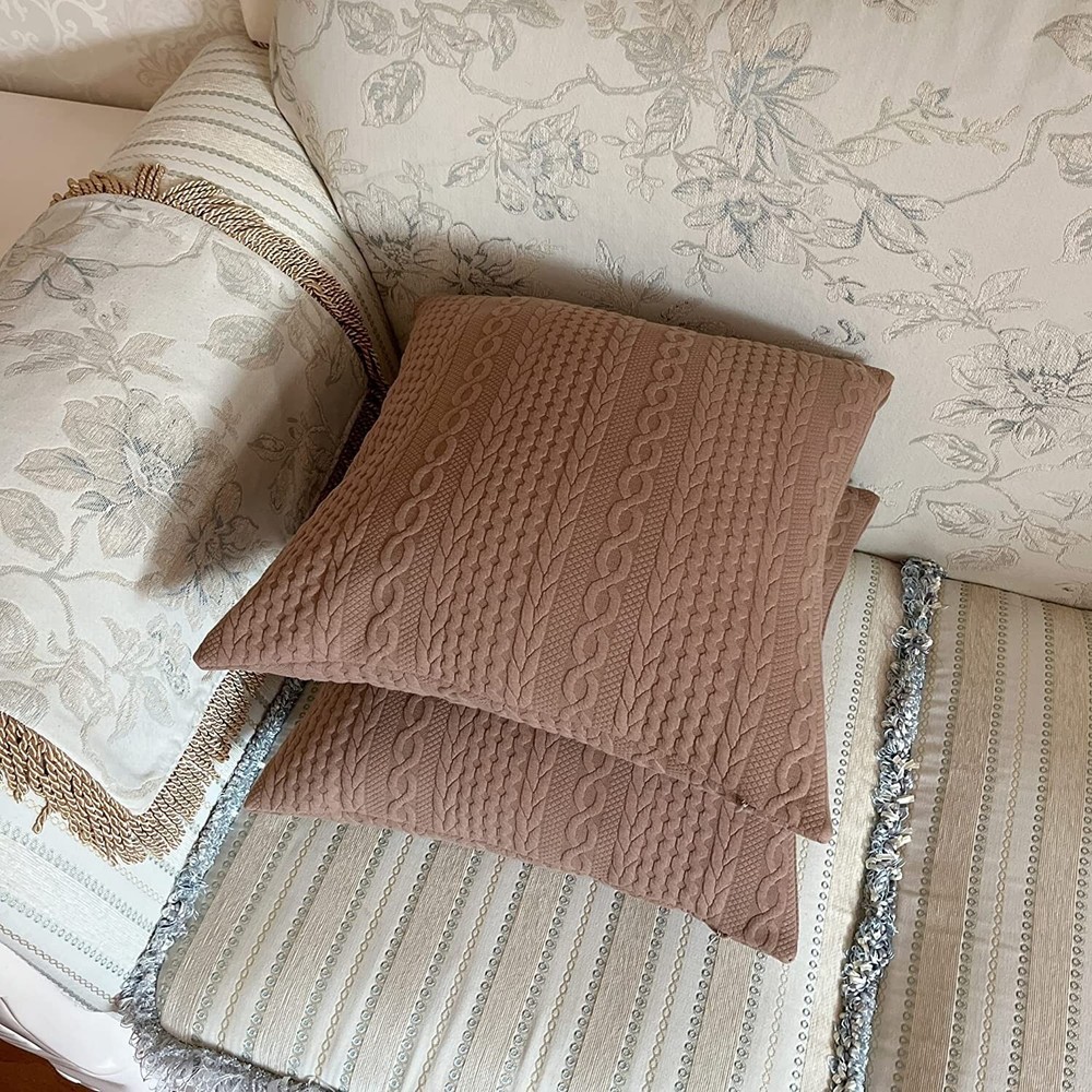 Himerus Super Soft Embossed Braided Pattern, 2 Farmhouse Throw Pillow Covers