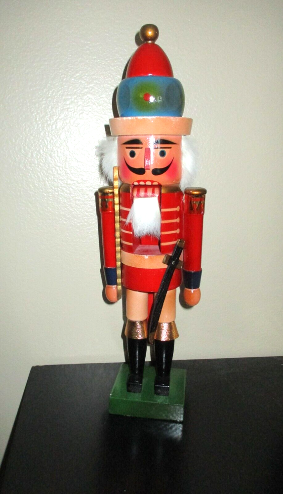 Traditional Festive Hand Painted Nutcracker Holiday Tabletop Décor, 14.5", EUC