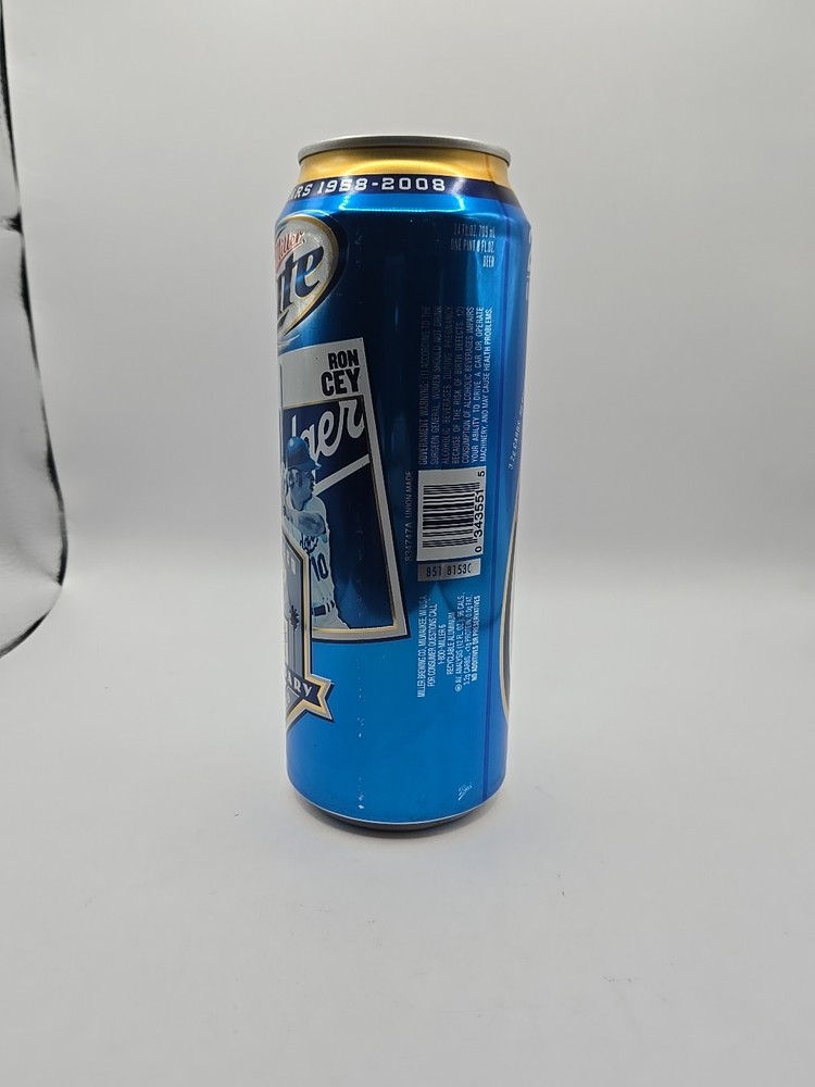 Miller Lite Beer Can Dodgers Ron Cey 50th Anniversary 2008 EMPTY Damage