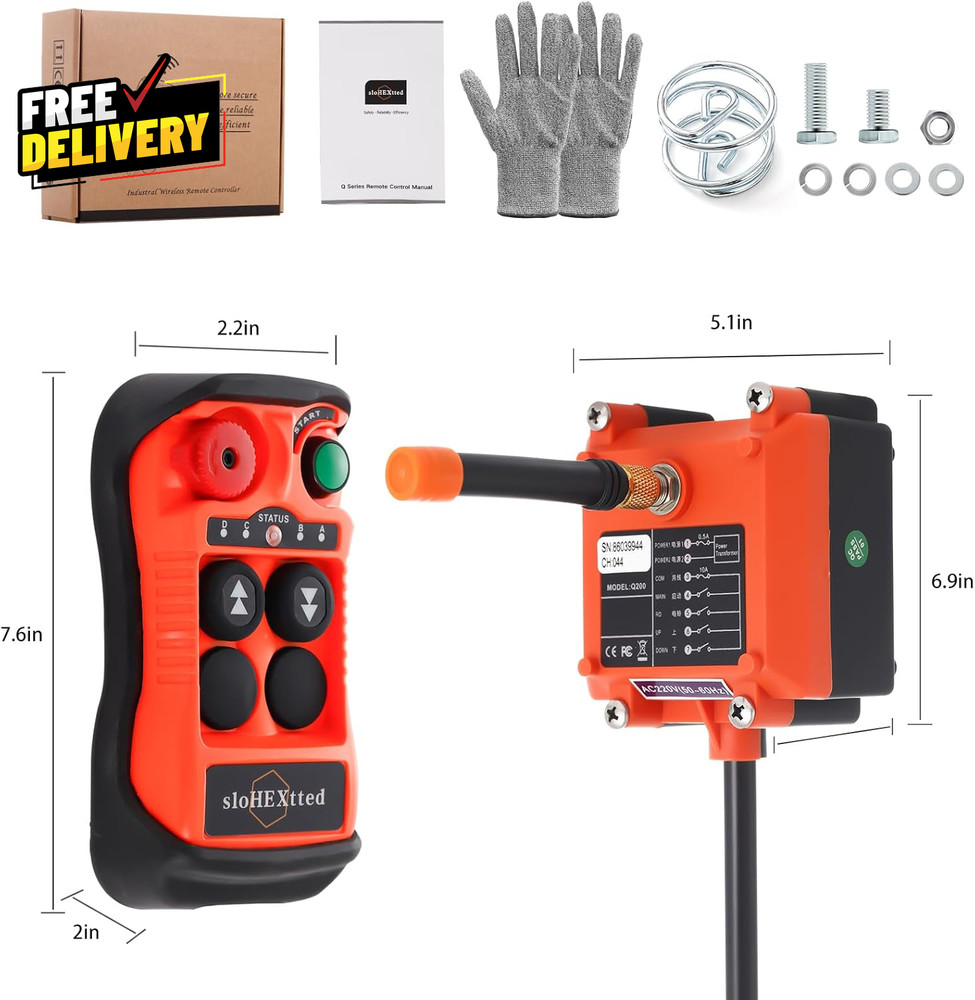 2 Button Wireless Crane Remote Control Kit 12V 24V Transmitter Receiver…
