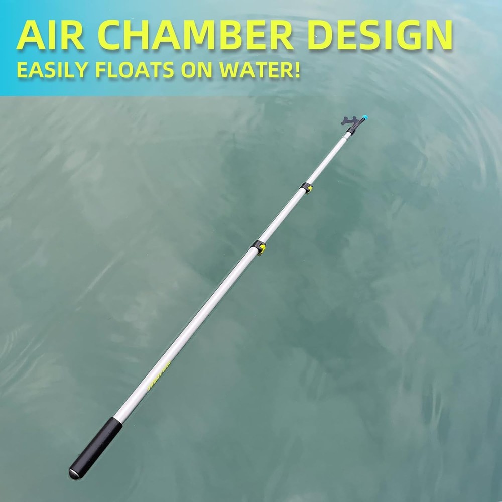 3.1-8FT Telescoping Extension Pole Boat Hook with Rubber silver