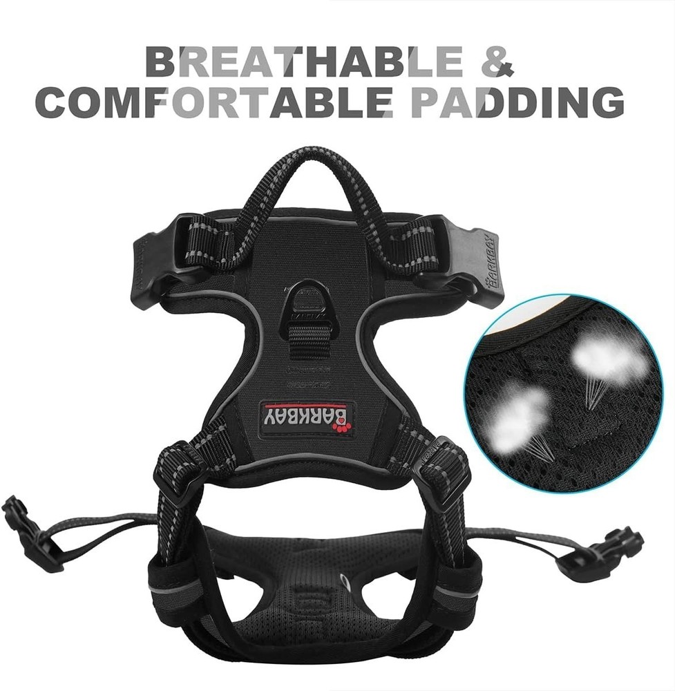 No Pull Dog Harness Front Clip Heavy Duty Reflective Easy Control Handle Large
