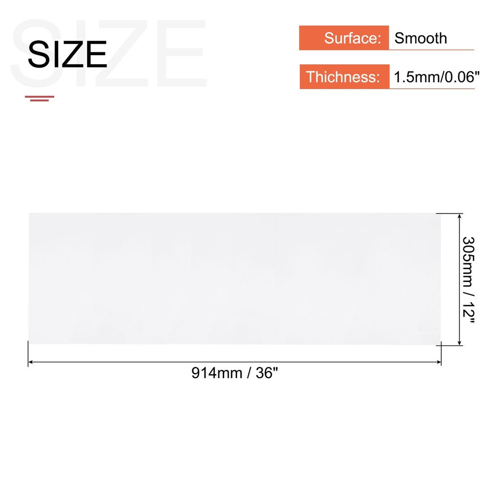ABS Plastic Sheet 36" x 12" x 0.06" ABS Styrene Sheets White 8 Pcs