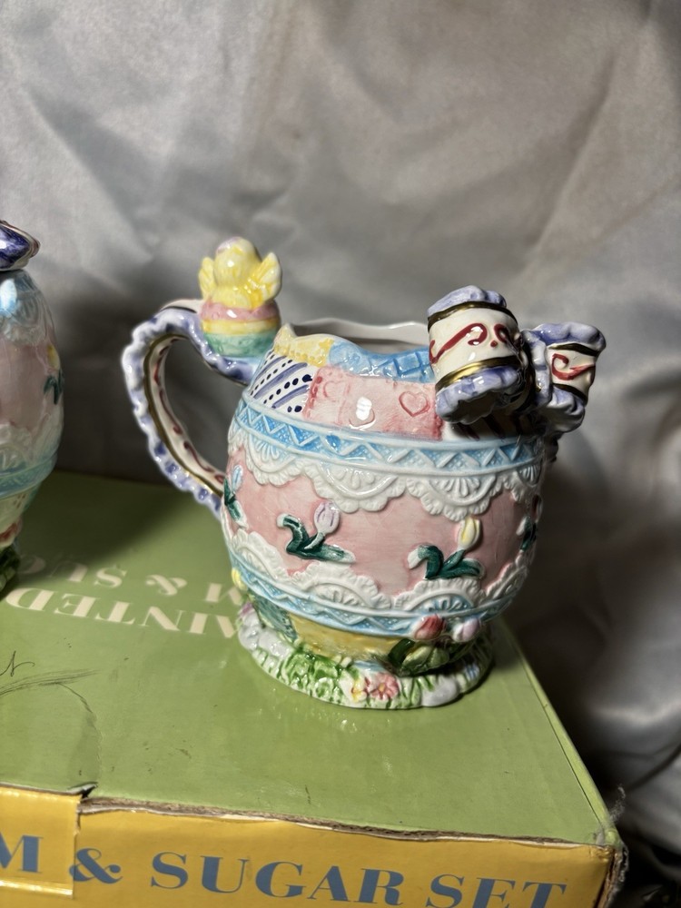 Spring Easter Decor Ceramic Cream And Sugar Set