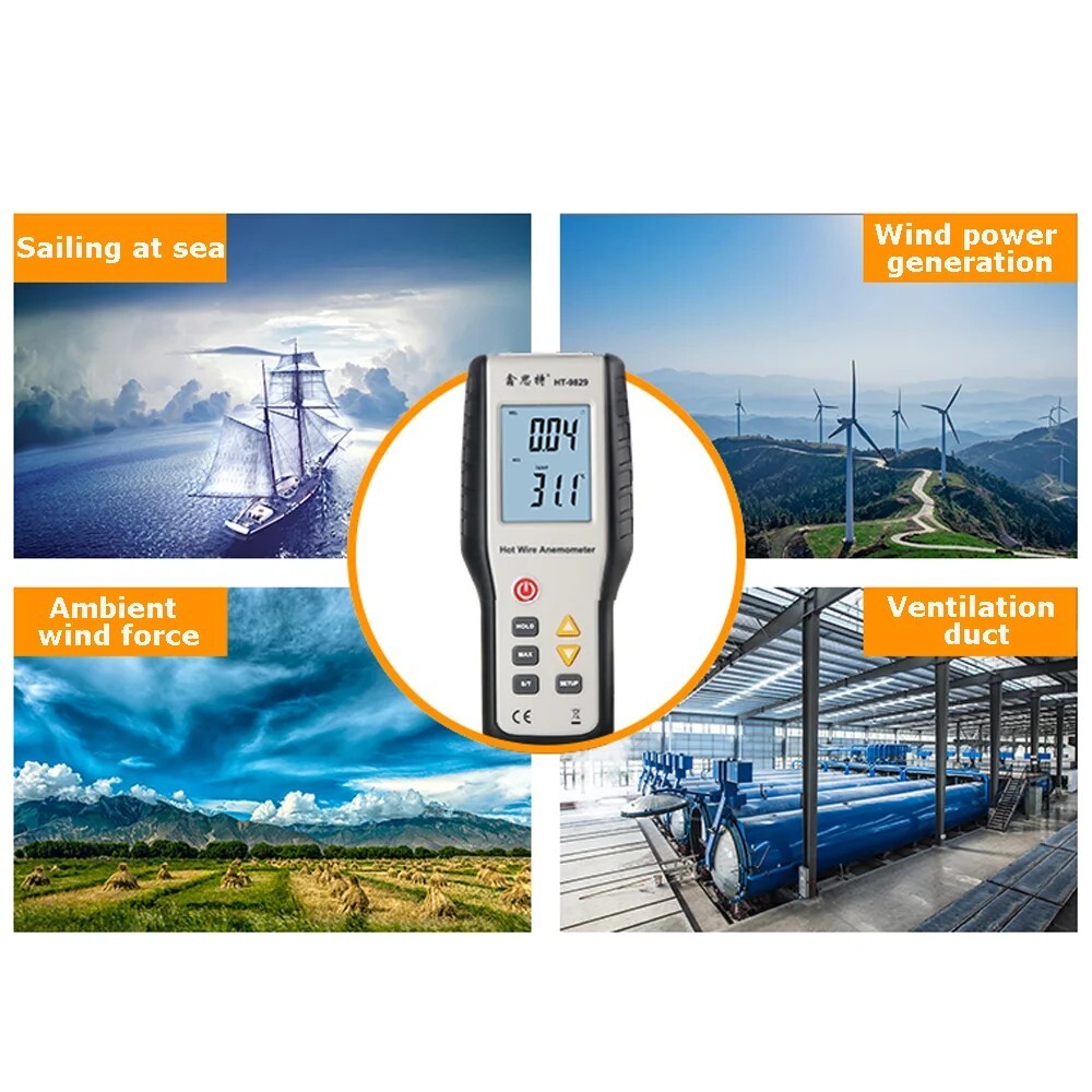 HT-9829 High-precision Handheld Digital Thermal Anemometer Hot Wire Anemometers