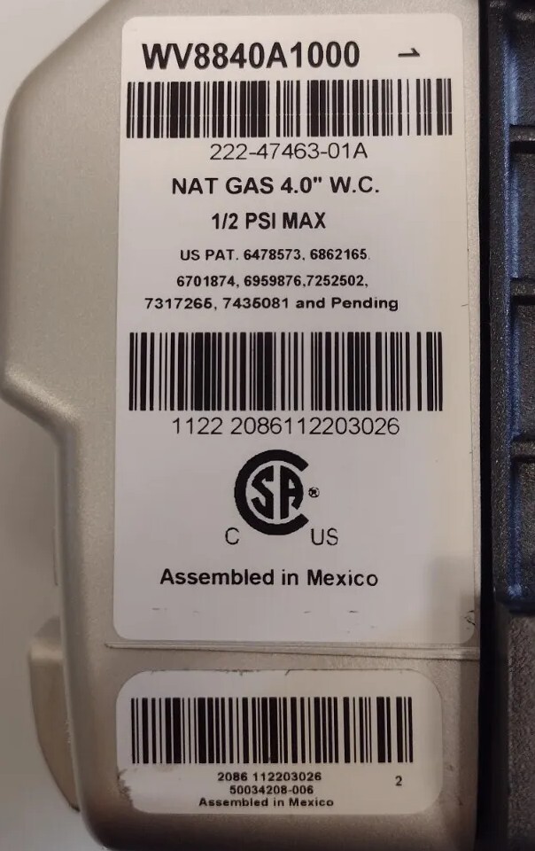 WV8840B1109 321166-00 MH20910 OEM Gas Valve of Resideo water heater