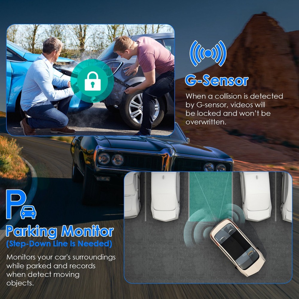 1080P WIFI GPS Dual Dash Cam Front /Rear Night Vision Gesture Sensor APP Control