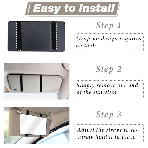 Car Visor Mirror, Sun Visor Mirror with Straps, Cosmetic Makeup Visors Mirrors