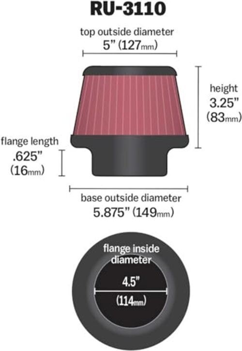 High-Flow Original Lifetime Universal Clamp-On Air Filter: High Performance,