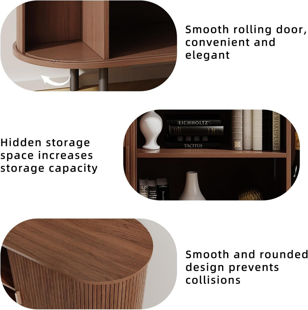 Modern 55" Walnut Buffet Sideboard with Sliding Door & Adjustable Shelf