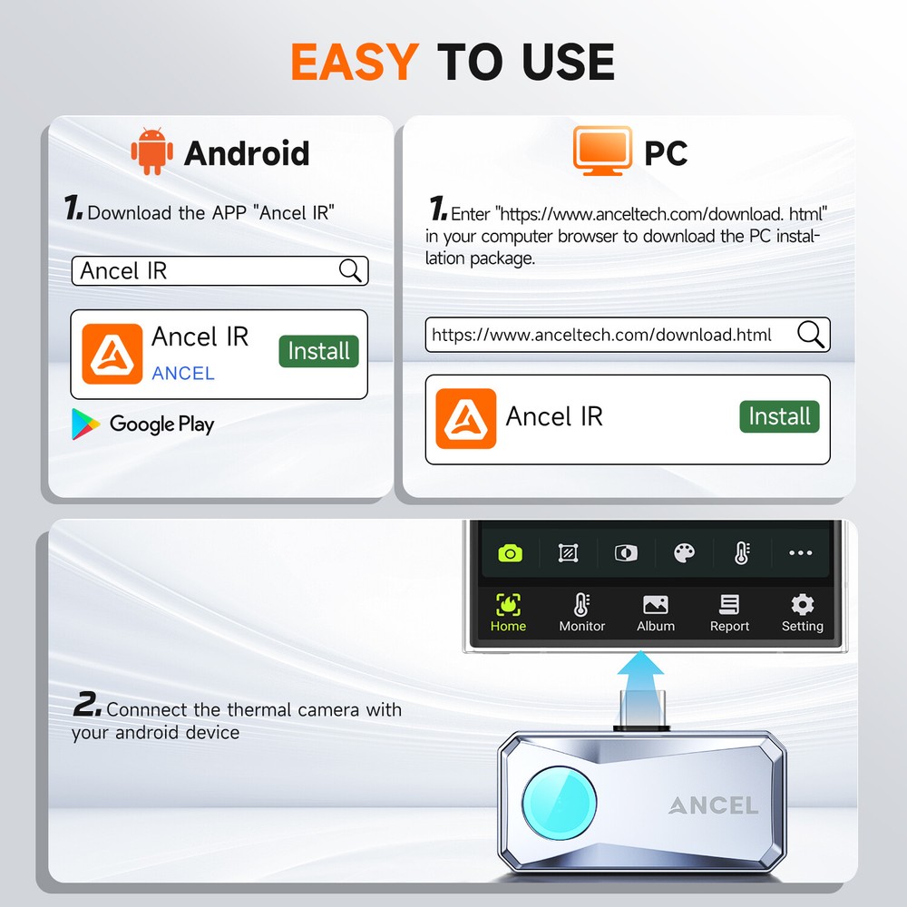 Camera Compact Thermal Imaging Camera for Tpye-C Android Tablets & PC & Phone