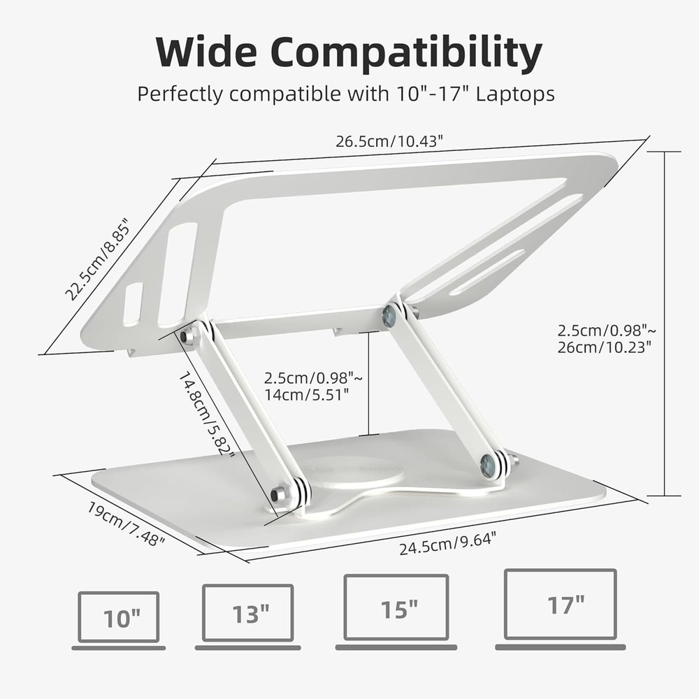 Laptop Stand for Desk Adjustable Computer Notebook Stand with 360° Rotating B...