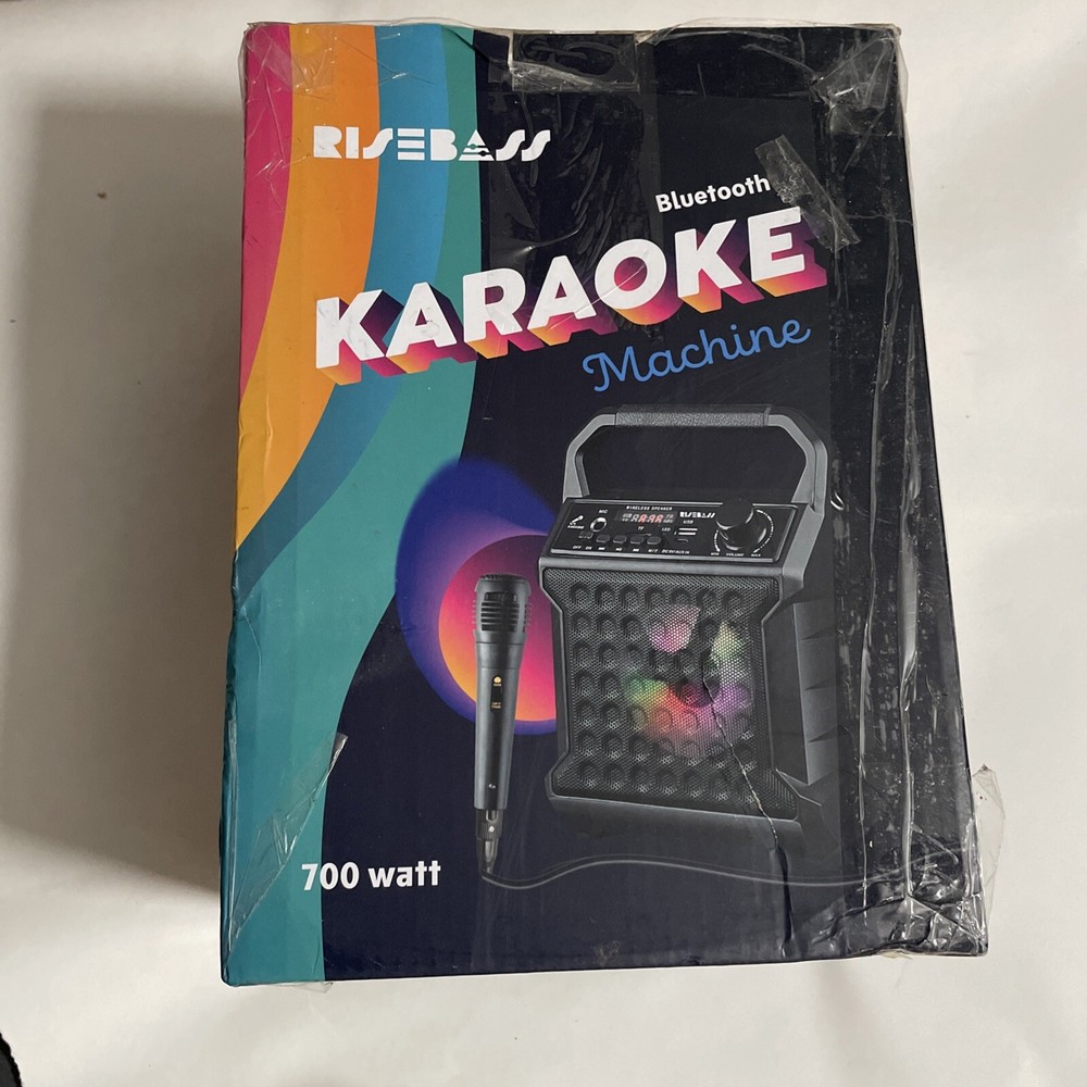 Portable Bluetooth Speaker Karaoke Machine System +Microphone Party Light /Strap