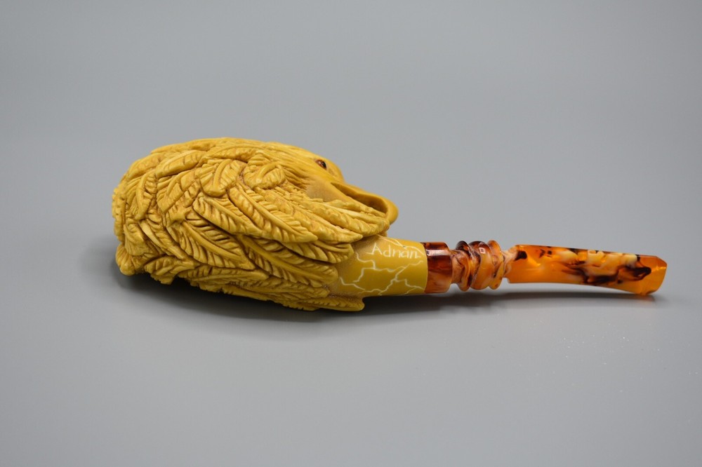 Bold Eagle Figure pipe Handmade Block Meerschaum-NEW W CASE#52