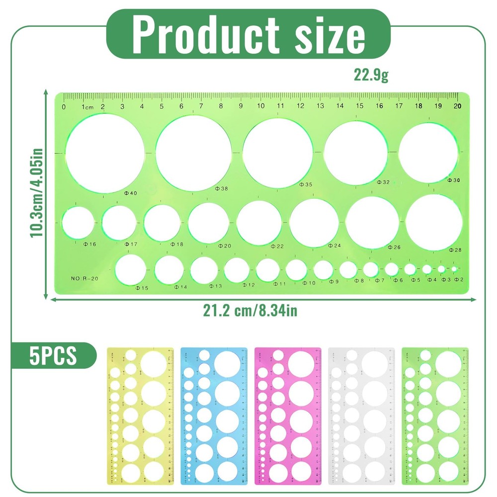 Template Plastic Circle Stencil Multi-Function for Office School Drawing Supply