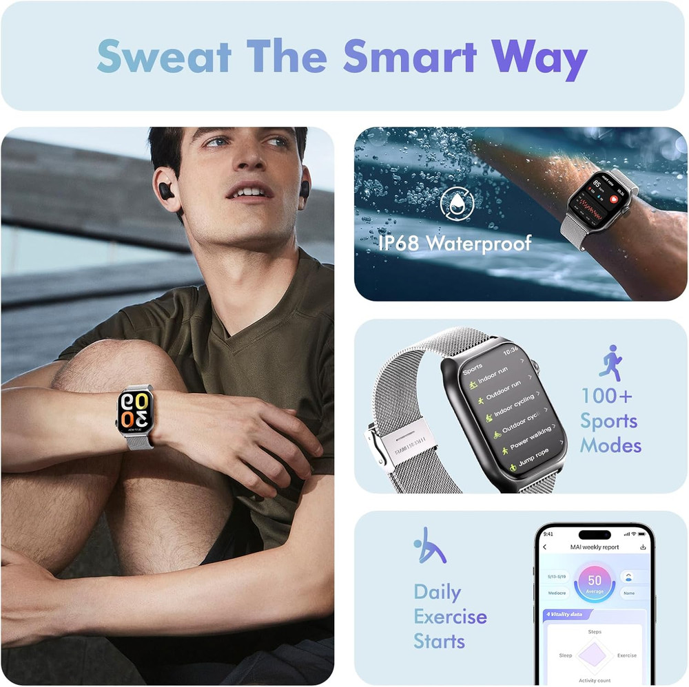 Android Smart Watch for Women - Bluetooth Call,Compatible with Android & Ios，2.0